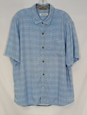 Tommy Bahama The Coconut Point Casual Shirt Mens Size Large Blue Geometric Print
